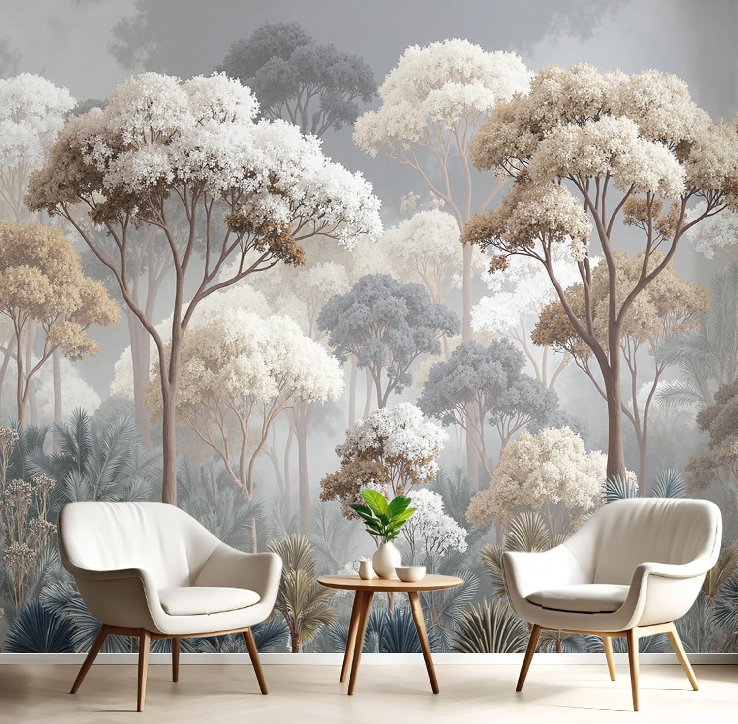 Papier Peint Panoramique Forêt Tropicale Ancienne, Papier Peint Mystérieuses Les Plantes, Fresque Murale Intissée Gris Non Tissé Décoration XXL Murale Pour Salon, Chambre, Bureau 352×250 cm Gris/Forêt Tropicale Ancienne 352×250 cm