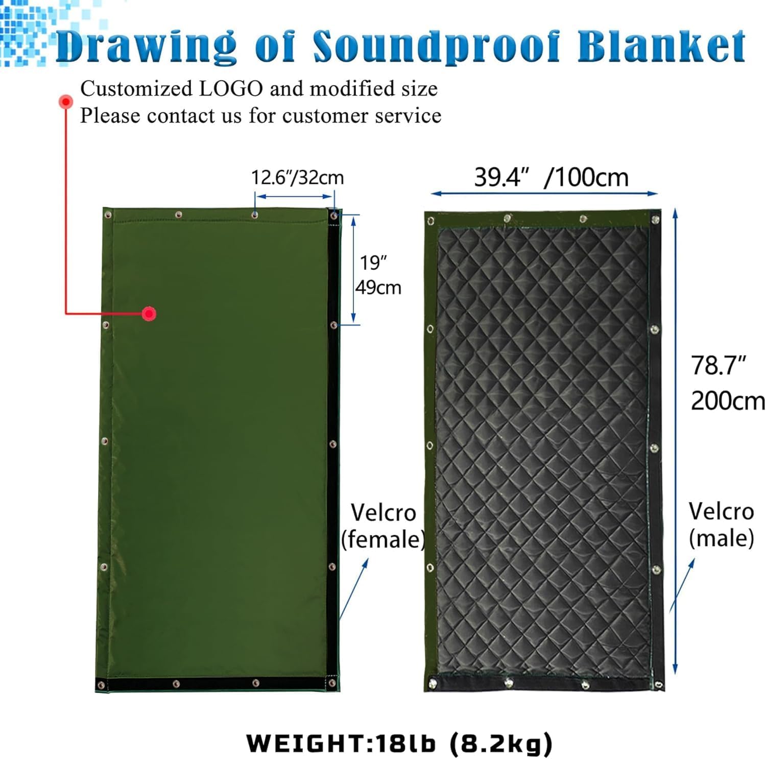 Bâches acoustique-Sound Barrier rideau insonorisant phonique,isolation phonique extérieure,Clôture insonorisée phonique Chantier terrain de sport usine route insonorisée200x100cm (vert)