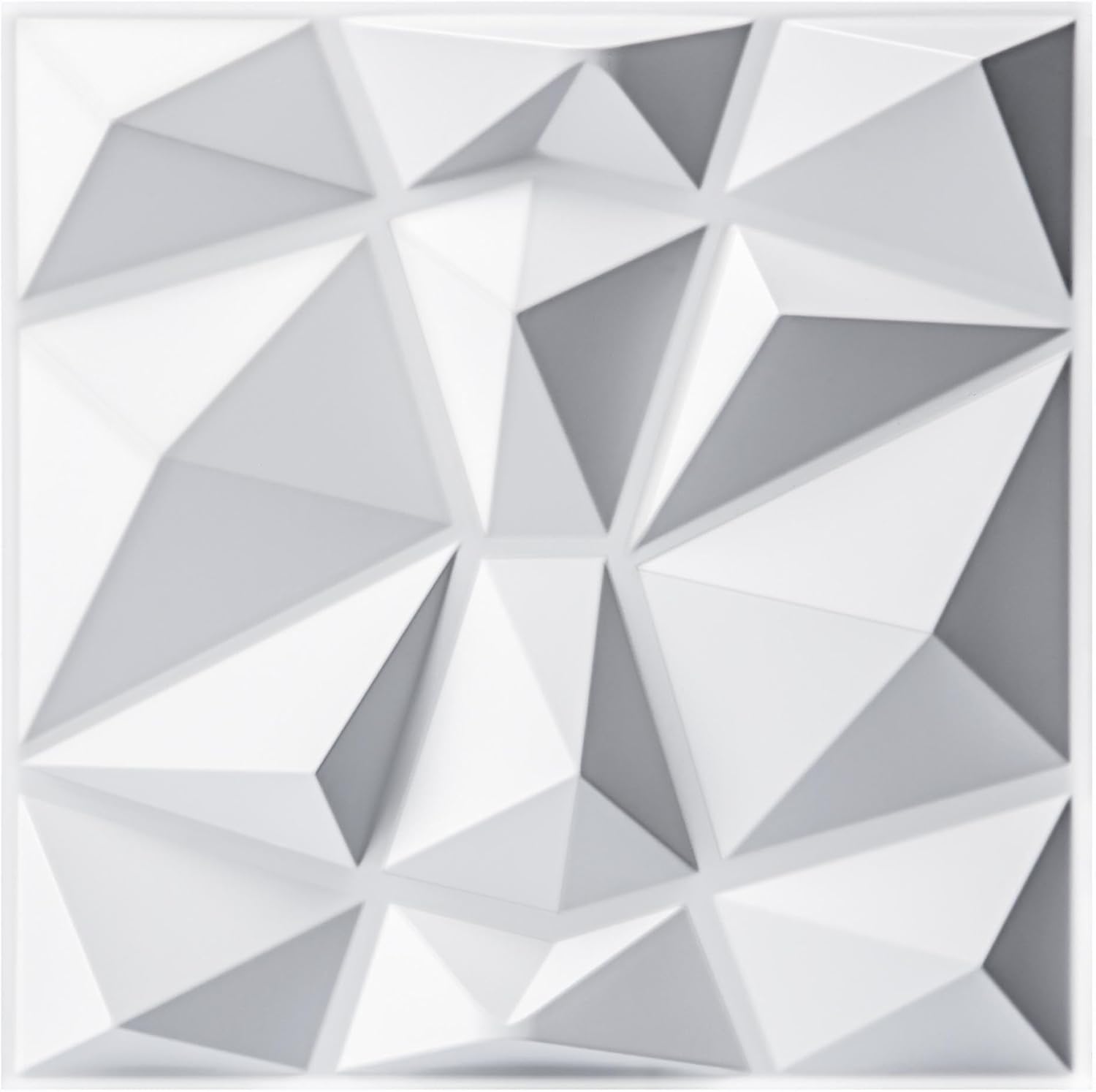 Lot de 33 panneaux muraux décoratifs 3D en forme de diamant, Blanc mat 30,5 x 30,5cm，en PVC incassable, recyclable, imperméable, sans ordeur, être peint
