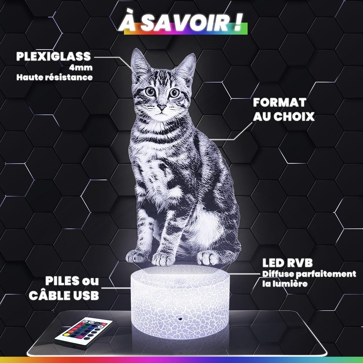 Lampephoto.fr - Lampe 3D Hibou Décoration Collection Animal Sauvage Idée Cadeau Homme Femme Objet Veilleuse Adulte, Idée Cadeau Fan Animaux de la Forêt, Effet Hologramme