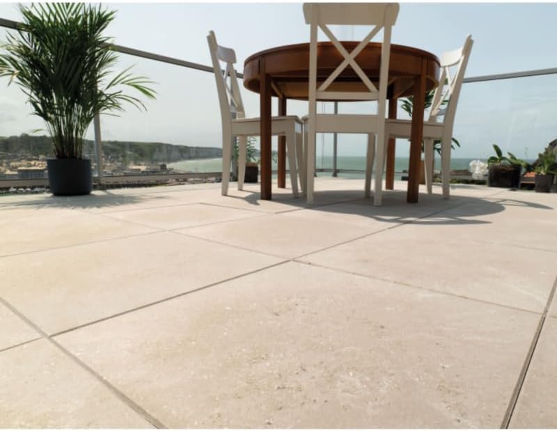 Jardinex Dalle terrasse béton Composite recyclé 50x50x3 cm - 7 kg : Facile à Poser - Sable