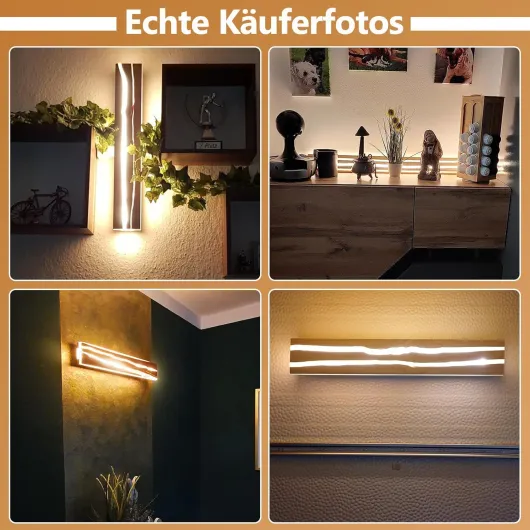 ZMH Lampe murale LED Applique murale en bois - 16 W Lampe de couloir Intérieur 100 CM Blanc chaudd'escalier Moderne salon Design Chambre à coucher Éclairage Salon 100CM-A (1er)