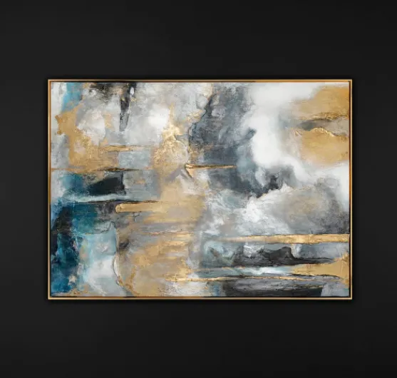 Art Tableau fait à la main dans un cadre encadré Consonances dorées les couleurs noir et or Peinture abstraite Art contemporain 120x80 cm 120L x 80l cm Harmonies dorées