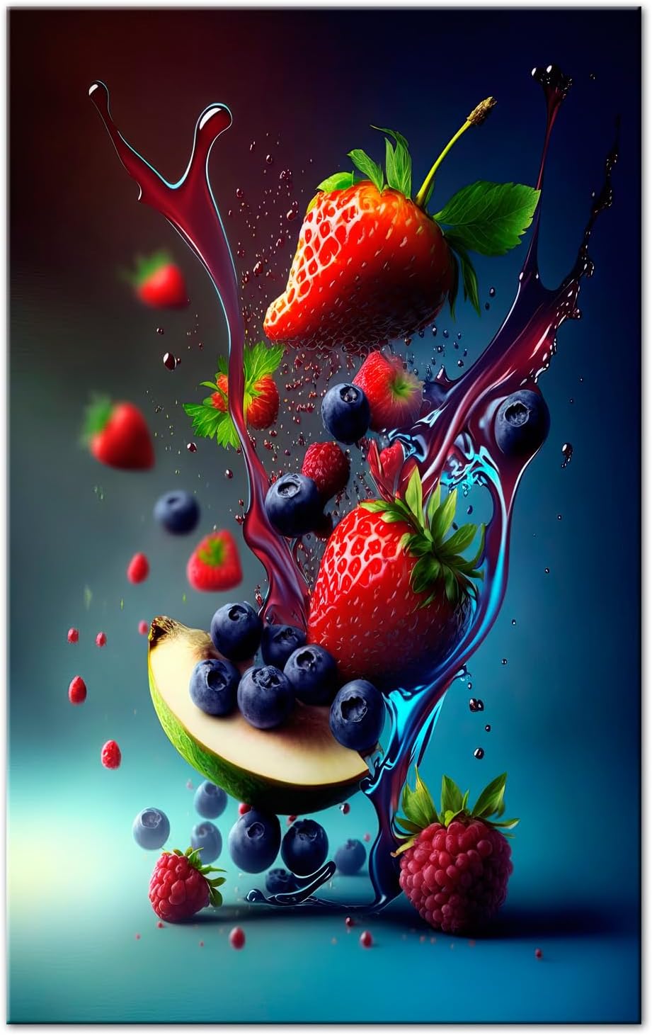 , tableau moderne, cadre mural, impression sur verre acrylique, cadre design léger, tableau déco fraîcheur de fruits, art mural contemporain, décoration intérieure élégante, 80x120 cm 80L x 120l cm