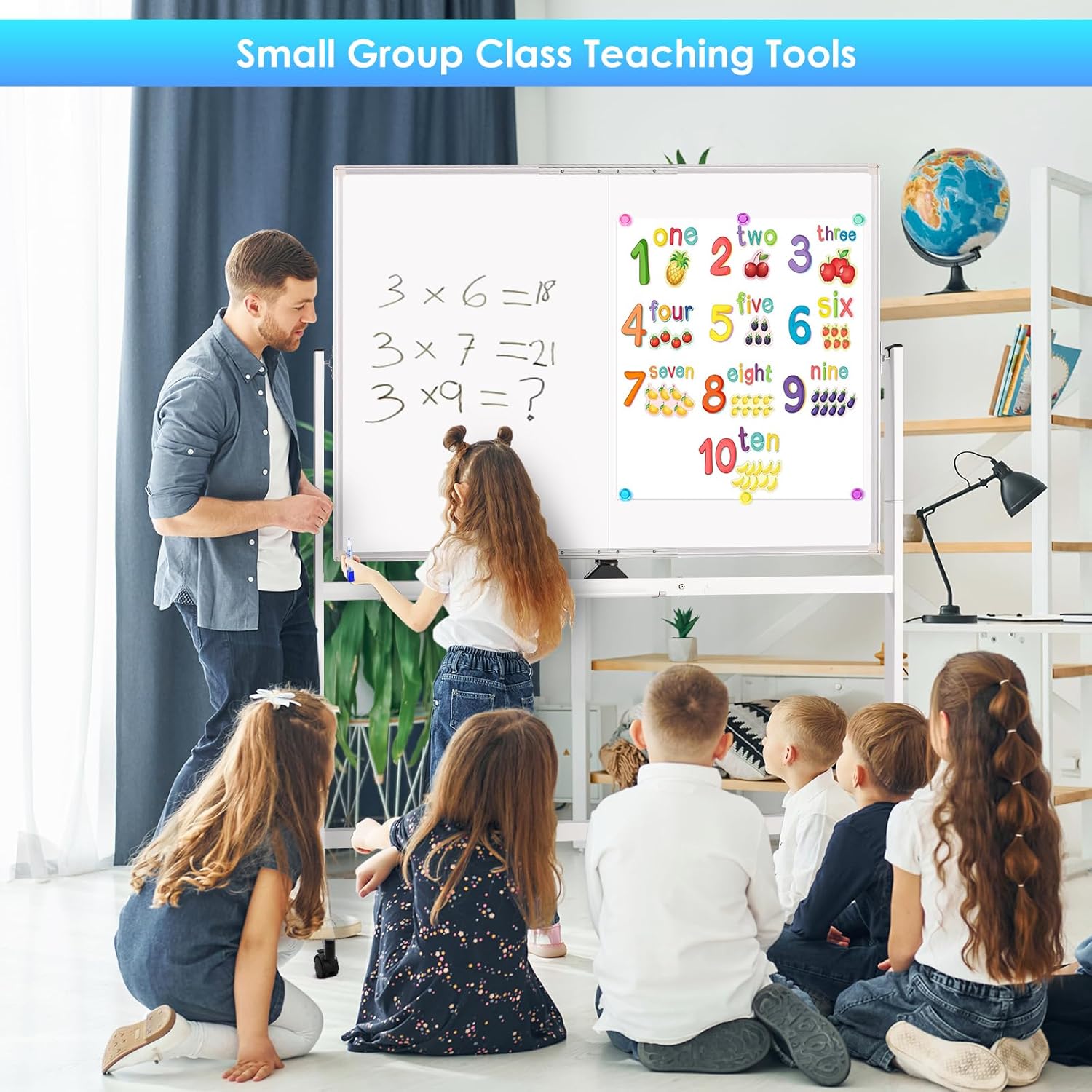 Maxtek Tableau Blanc Effacable Mobile 120 x 90 cm, Grand Tableau Blanc Magnétique sur Pied, Whiteboard Double Face avec Accessoire, White Board Cadre en Aluminium pour l'école à Domicile, le Bureau 120l x 90H cm