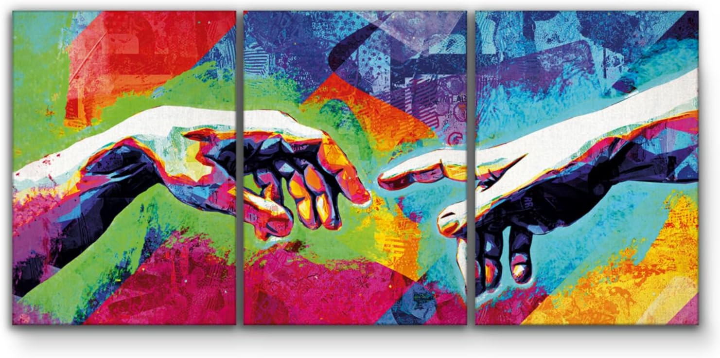 Peintures Grand Format XXL - Pop Art - Mains de Création - Toile - 308x140cm - 3pcs - x 100x140cm - Grande Image 308x140cm - 3pz - x 100x140cm Pop Art - Mains de Création