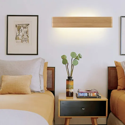 Applique Murale Intérieure LED Applique en Bois Up and Down Lampe Éclairage Mural pour Salon Chambre Couloir Escalier Chaud Blanc Lampe Murale (52cm)