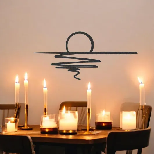 Tubibu Art mural en métal - Décoration murale de soleil scintillant - Art mural minimaliste aux lignes noires - Tapisserie murale de lever de soleil pour salon, chambre à coucher, cadeau d 118L x 55l cm