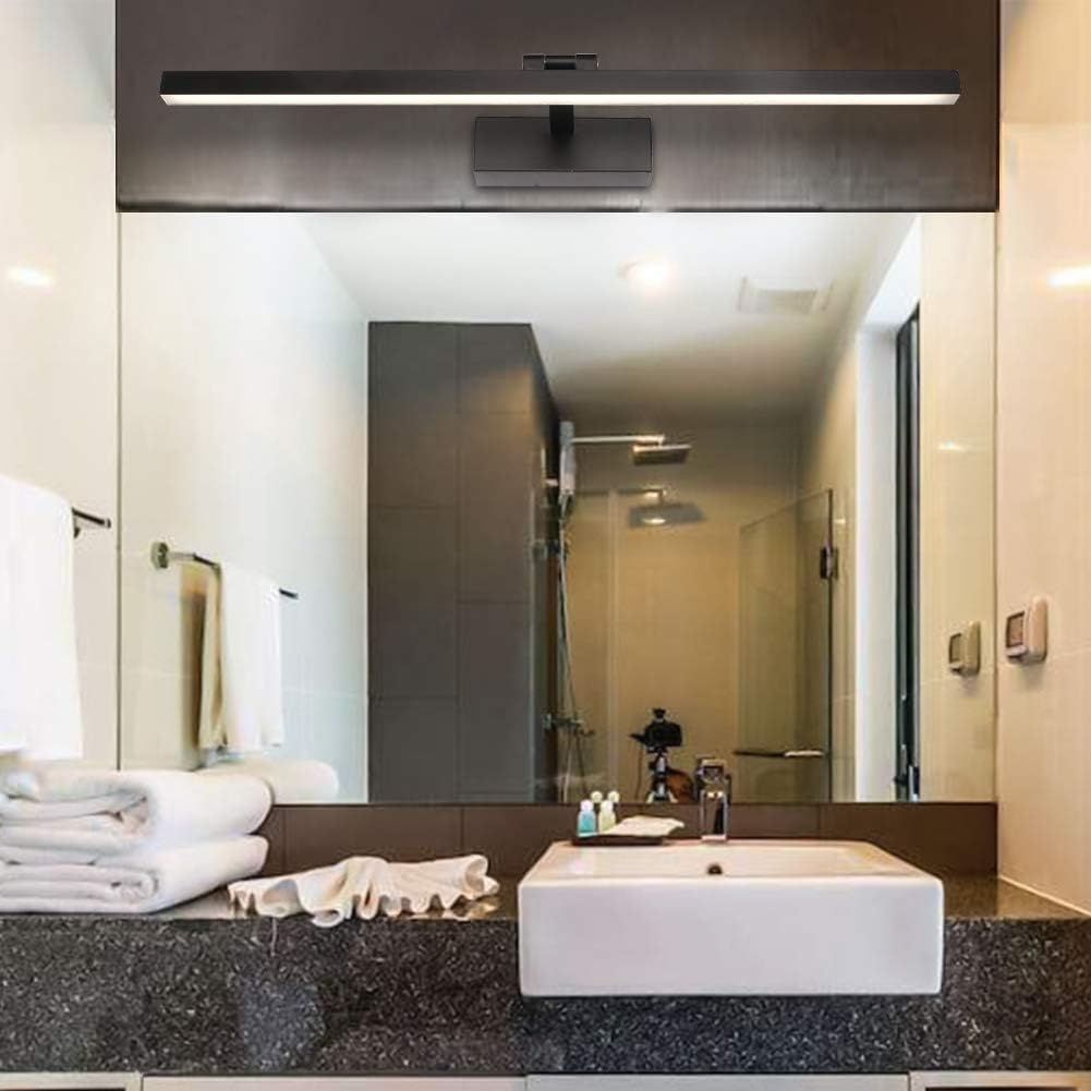 Lampe Miroir LED Salle de Bain 60cm, 18W 1170 Lumen, IP44 Étanche Applique Murale 180° Rotatif, Lumière Miroir Moderne, Blanc Froid 5500K, Schwarz Noir 5500K