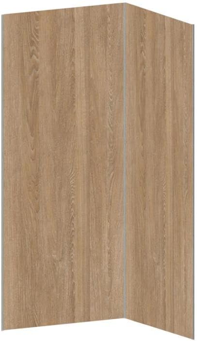 Vente-unique - Lot de 2 panneaux muraux de douche effet bois en aluminium avec profilés - L90 x L120 x H210 cm - ENEKO