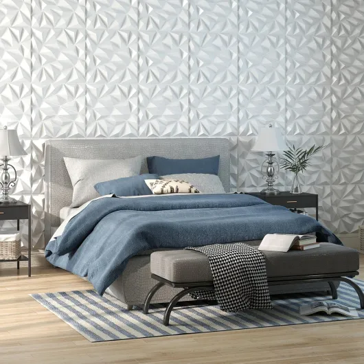 Lot de 40 Panneaux Muraux 3D, Décoration Murale Intérieure en PVC Décoratifs en Diamant pour Peinture Découpe DIY, Panneaux Carrés Autocollants 50 x 50 cm (10 ㎡,Blanc) 10 ㎡ Blanc