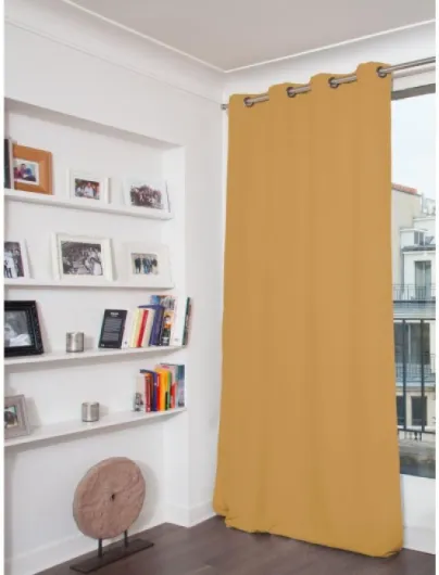 DecibelControl™ Rideau Anti-Bruit 3en1 - Isolation Phonique - Thermique Hiver+Été - 100% Occultant - Technologie Brevetée - Fabrication UE - Velours - Oeillets - Jaune MC215 - 130L x 260H cm Jaune Mc215 130L X 260H cm (1 Panneaux)