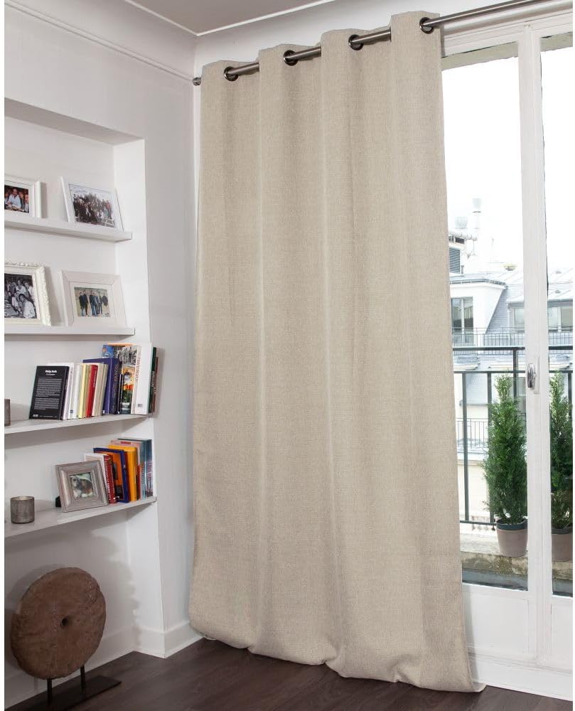 DecibelControl™ Rideau Anti-Bruit 3en1 - Isolation Phonique - Thermique Hiver+Été - 100% Occultant - Technologie Brevetée - Fabrication UE - Oeillets - Beige MC632 - 130L x 260H cm Beige 130L X 260H cm (1 Panneaux)
