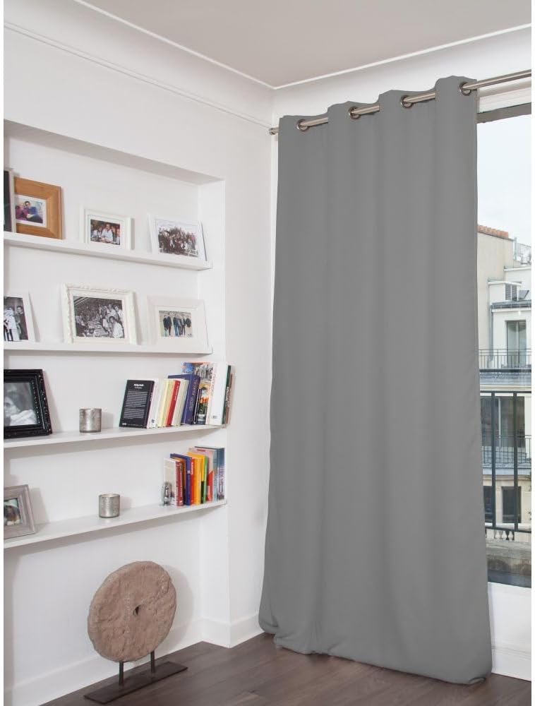 , Rideau Anti-Bruit 3-en-1, Isolation Phonique, Thermique Hiver & Été, 100% Occultant, Technologie Brevetée, Fabriqué en UE, Effet Coton, Oeillets, Gris - Stratus, 140 x 260 (LxH) cm 140L X 260H cm (1 Panneaux) Gris - Stratus
