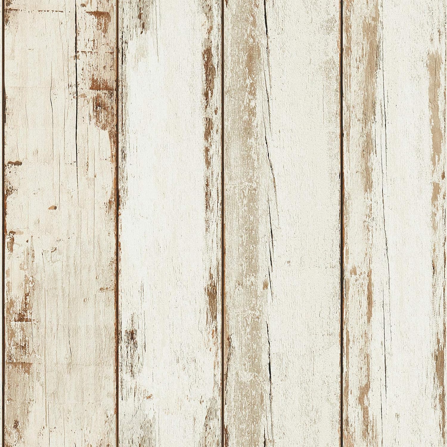 Papier Peint Imitation Bois Flotté - Intissé Blanc 36893-1 - Pour Couloir Étroit et Sombre & Cuisine - Pas Cher
