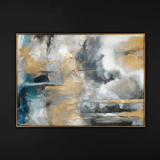Test YS Art Harmonies dorées 120x80 : un grand tableau noir et or qui pose tout de suite l’ambiance