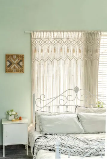 Mkono Grand rideau en macramé tissé bohème à suspendre au mur ou à la fenêtre,Décoration bohème faite à la main pour fenêtre, porte, placard, toile de fond de mariage, appartement,130x178 cm (lxL) 1 129.5L X 180H cm (1 Panneaux)