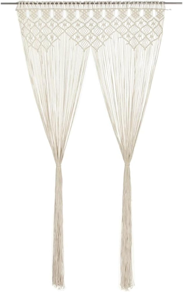 Rideau Séparateur de Pièce Store de Fenêtre Rideau de Porte Rideau de Fenêtre Vitrine Intérieur Maison Macramé 140x240 cm Coton Crème