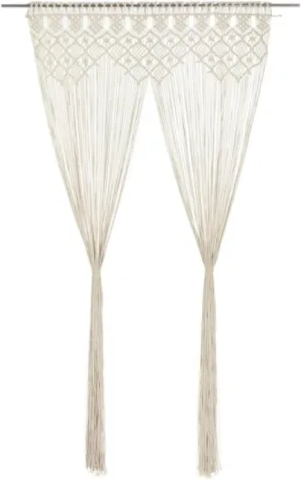 Rideau Séparateur de Pièce Store de Fenêtre Rideau de Porte Rideau de Fenêtre Vitrine Intérieur Maison Macramé 140x240 cm Coton Crème
