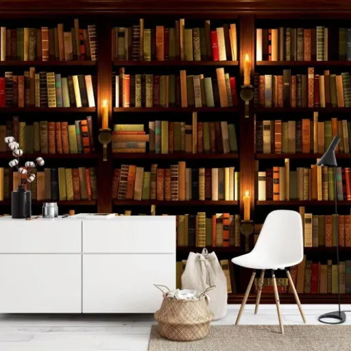 Test Runa Art Mural Bibliothèque Moderne : le faux mur de livres qui change un salon sans se ruiner