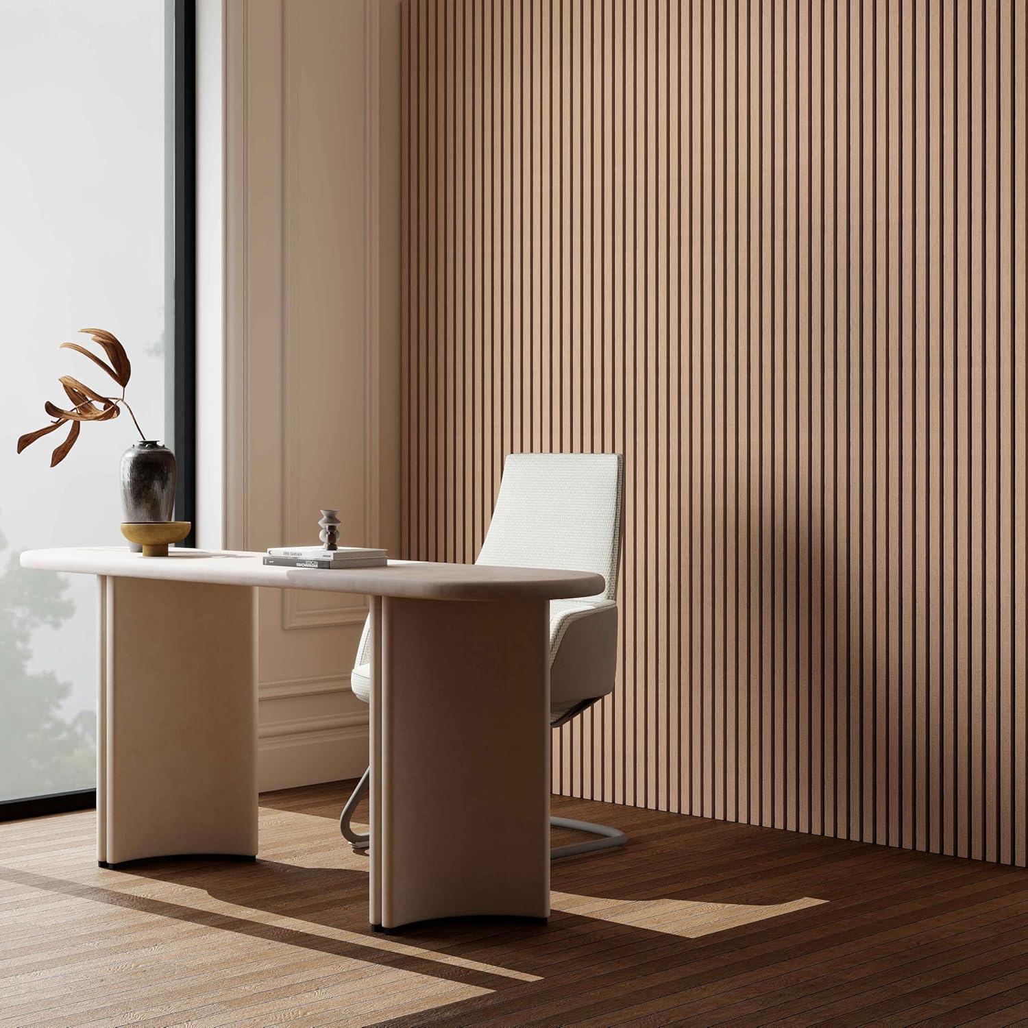 AICA Lot de 3 Panneaux Muraux Décoratifs Acoustiques Bois MDF 240x60cm Chêne foncé AntiBruit, Facile à Poser 3er Set：240 x 60 Chêne foncé