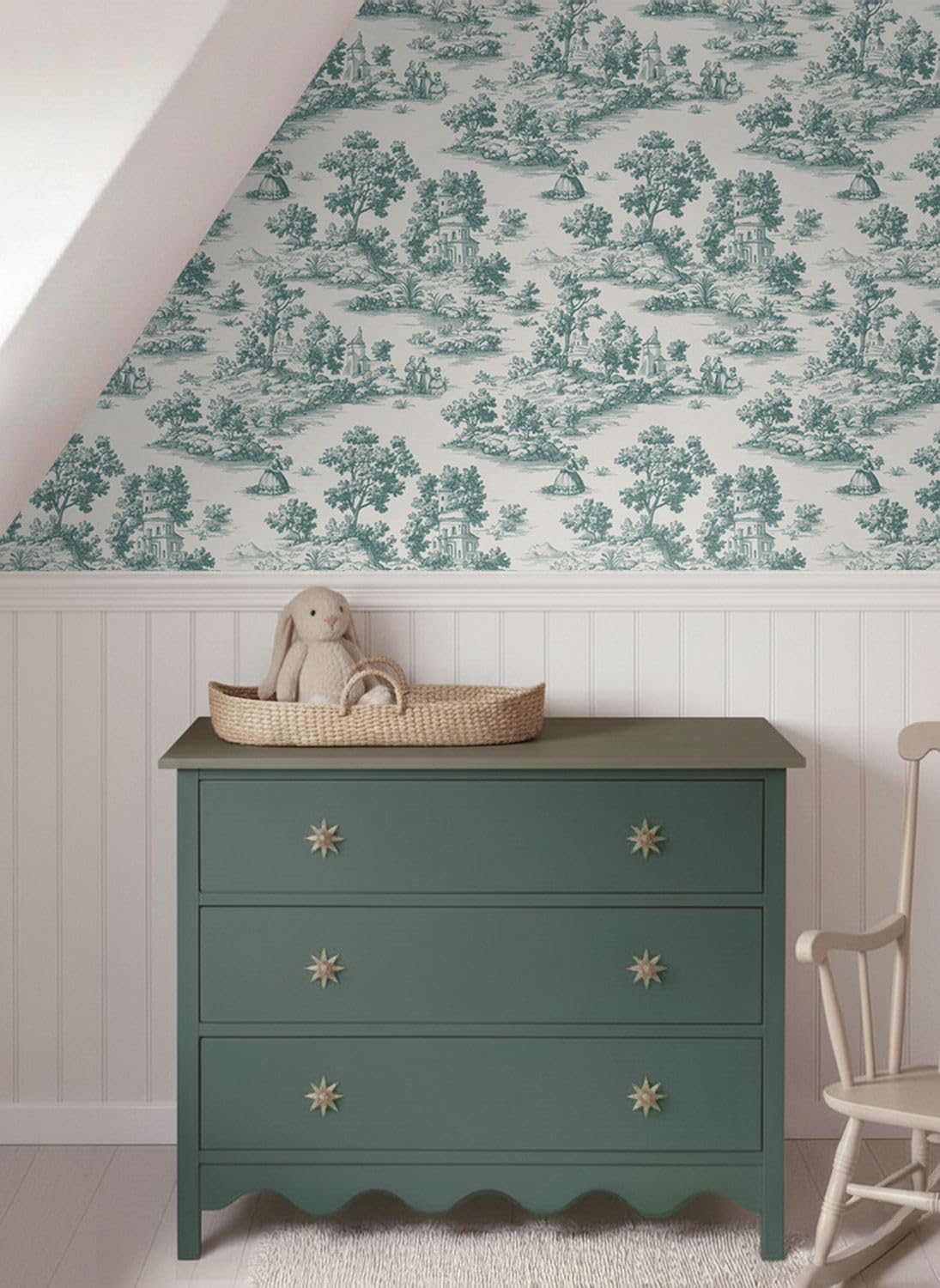 Sanders & Sanders papier peint toile de jouy vert 53 cm x 10 m