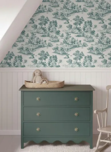 Sanders & Sanders papier peint toile de jouy vert 53 cm x 10 m